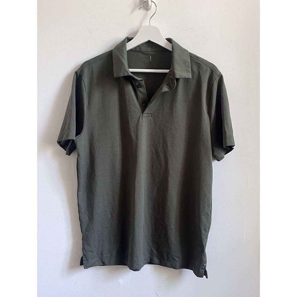 J.Crew performance or piqué-style polo shirt in a dark olive Sz M